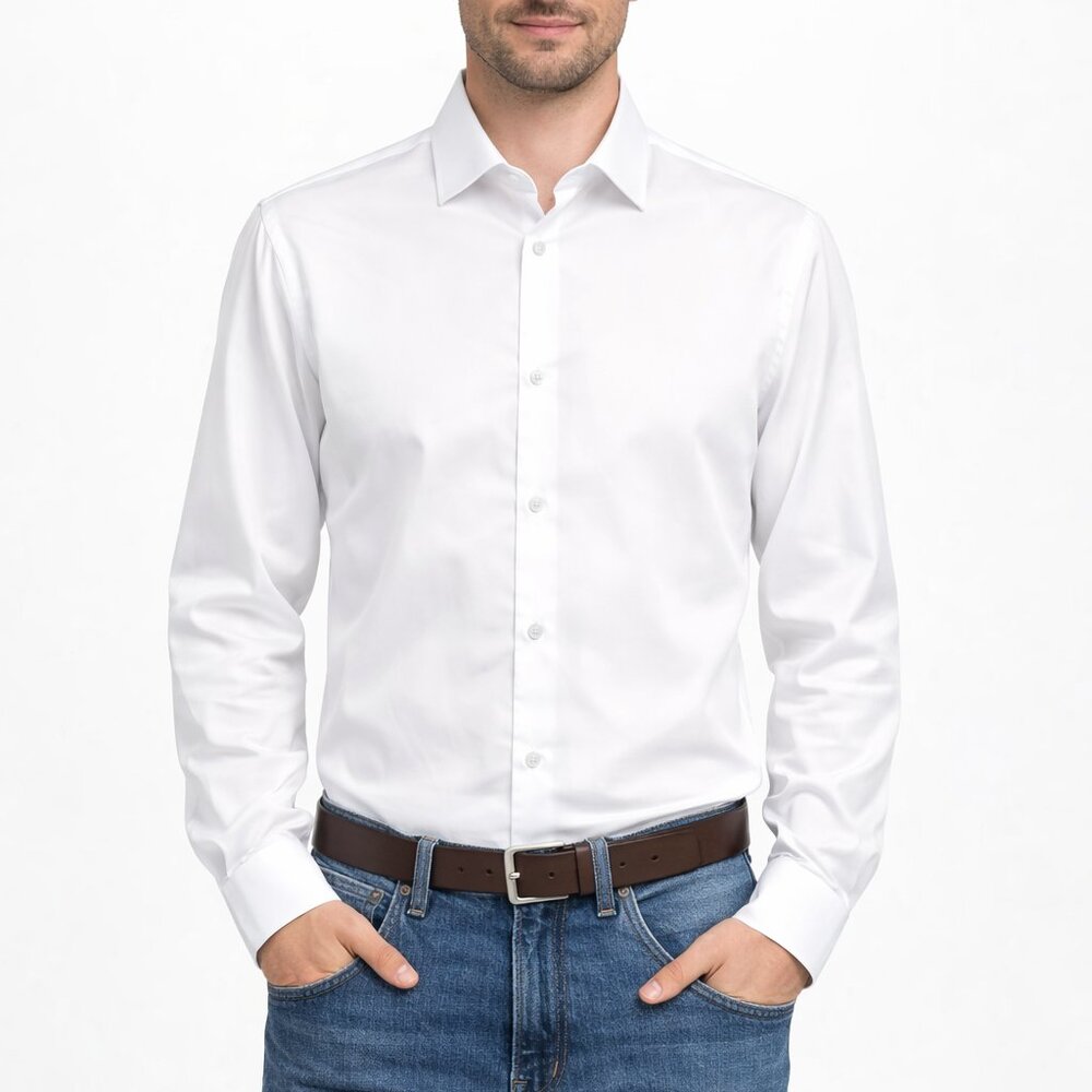 BOSS Performance Slim Fit Button-Down Shirt – Men’s S – White